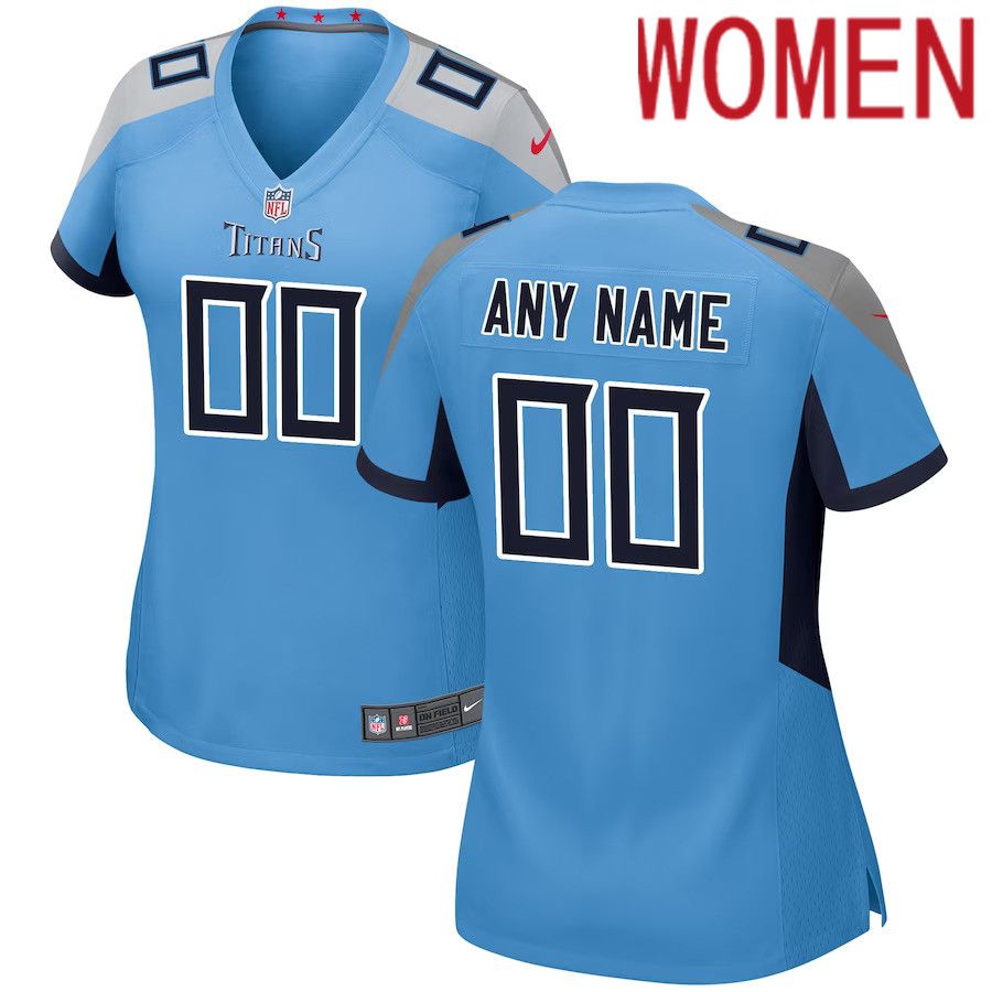 Women Tennessee Titans Nike Light Blue Alternate Custom Game NFL Jersey->women nfl jersey->Women Jersey